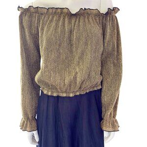 Gold Metallic Whimsigoth Boho chic Special Occasion Blouse